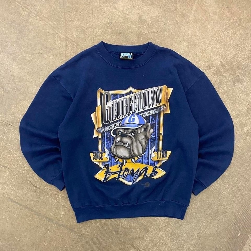 Vintage Georgetown Hoyas Mascot Tony Dorsett 90s College Crewneck‎ Sweatshirt XL